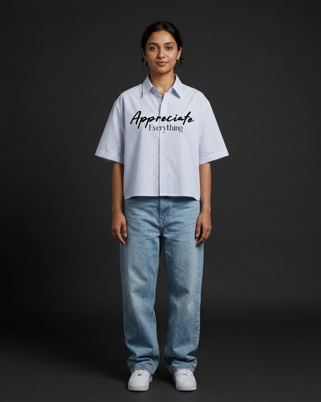 Appreciate Everything Boxy Shirt | 160 GSM Cotton Oxford Shirt
