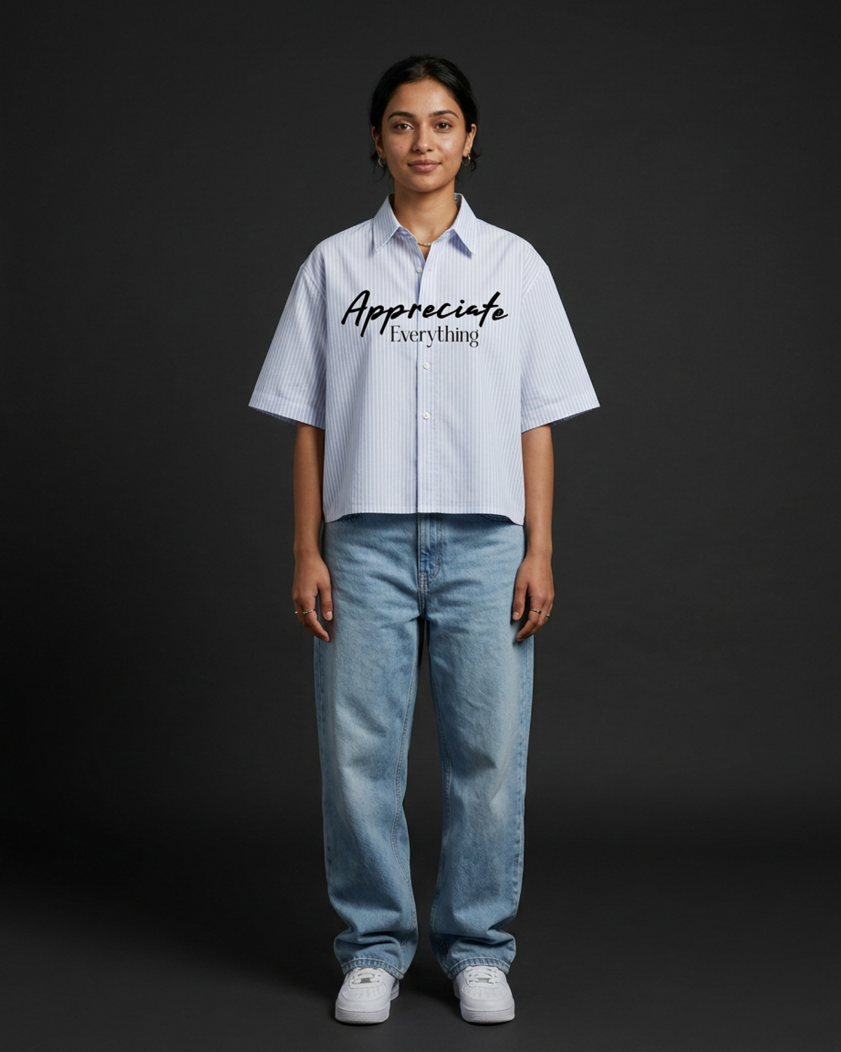 Appreciate Everything Boxy Shirt | 160 GSM Cotton Oxford Shirt