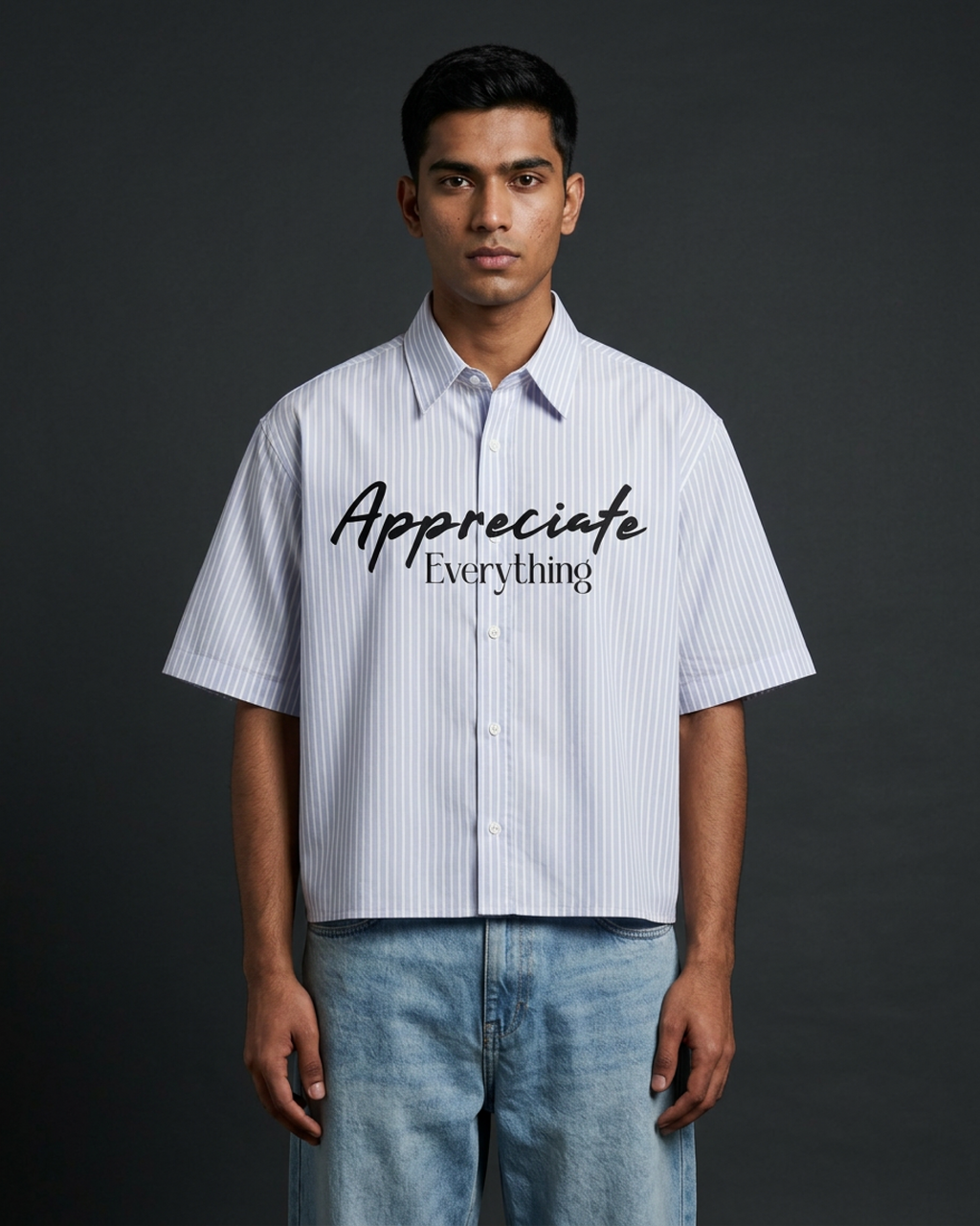 Appreciate Everything Boxy Shirt | 160 GSM Cotton Oxford Shirt