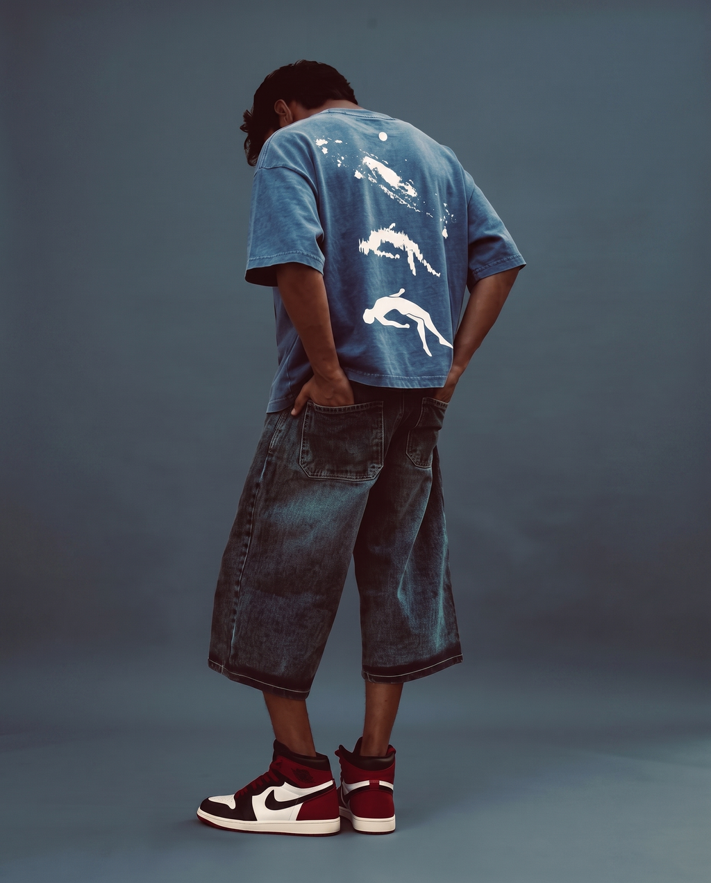 Astral Drift Boxy Fit T-Shirt | 240 GSM French Terry Denim Wash Graphic Tee