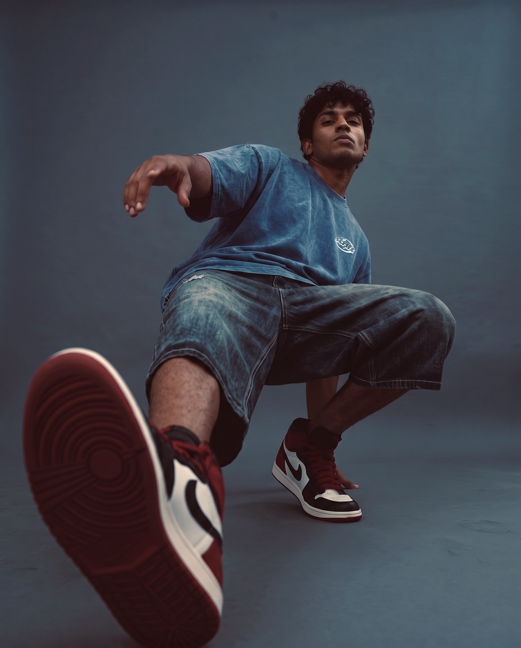 Astral Drift Boxy Fit T-Shirt | 240 GSM French Terry Denim Wash Graphic Tee