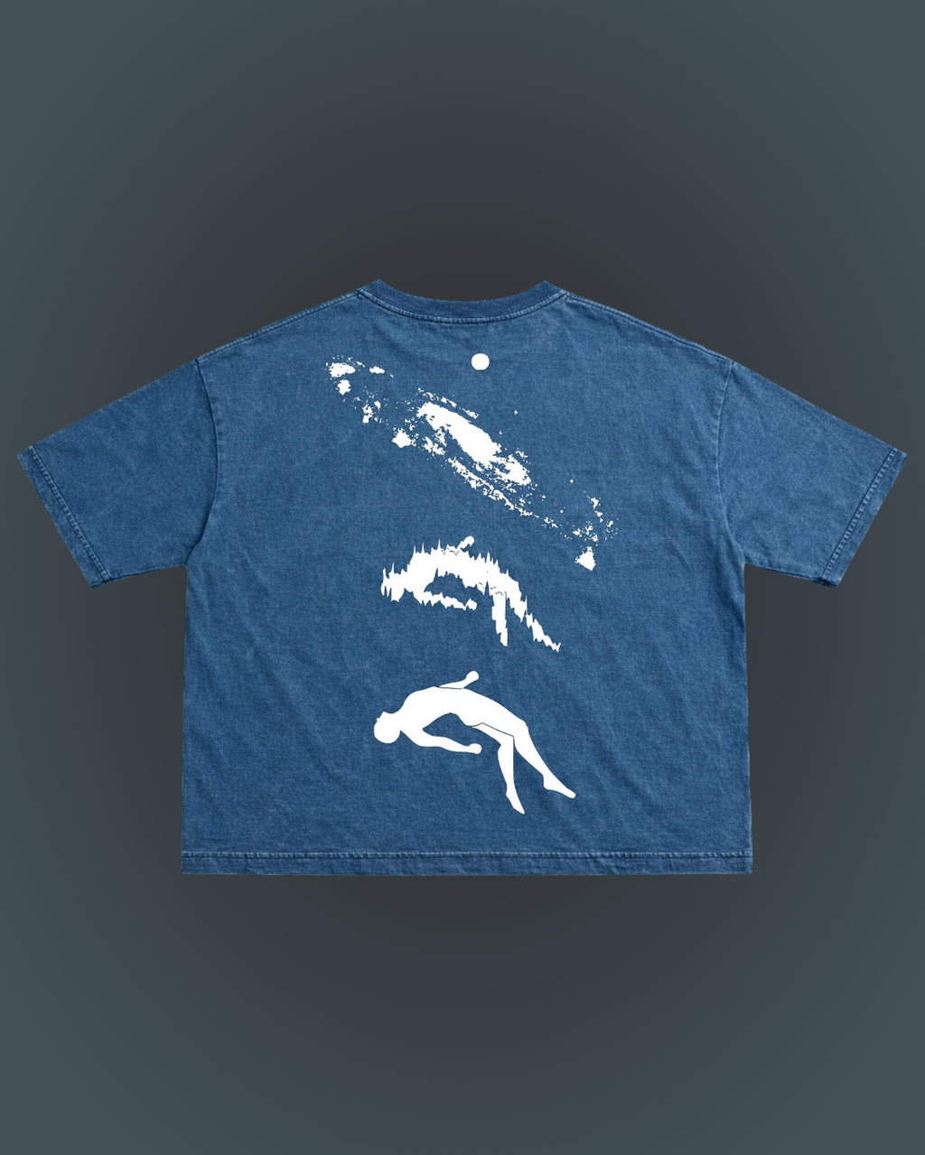 Astral Drift Boxy Fit T-Shirt | 240 GSM French Terry Denim Wash Graphic Tee