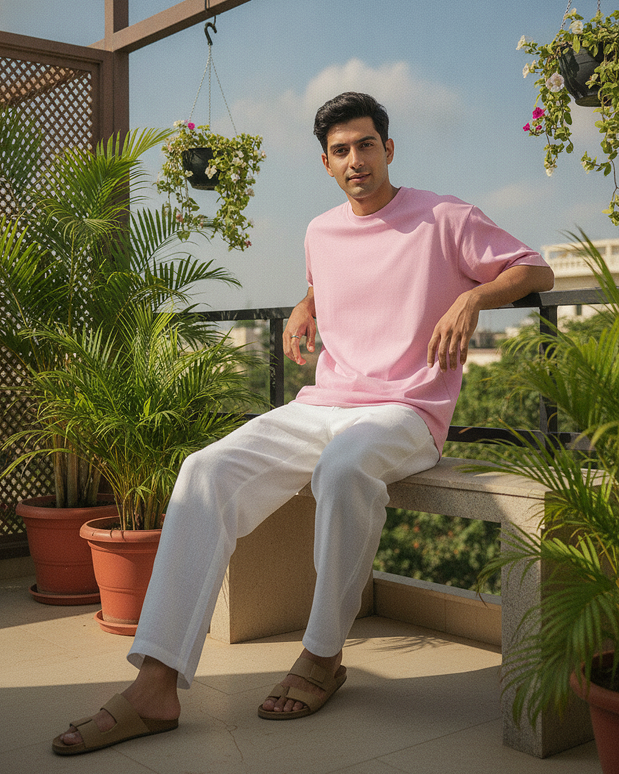 Baby Pink Oversized T-Shirt | 240 GSM French Terry Cotton Oversized Tee
