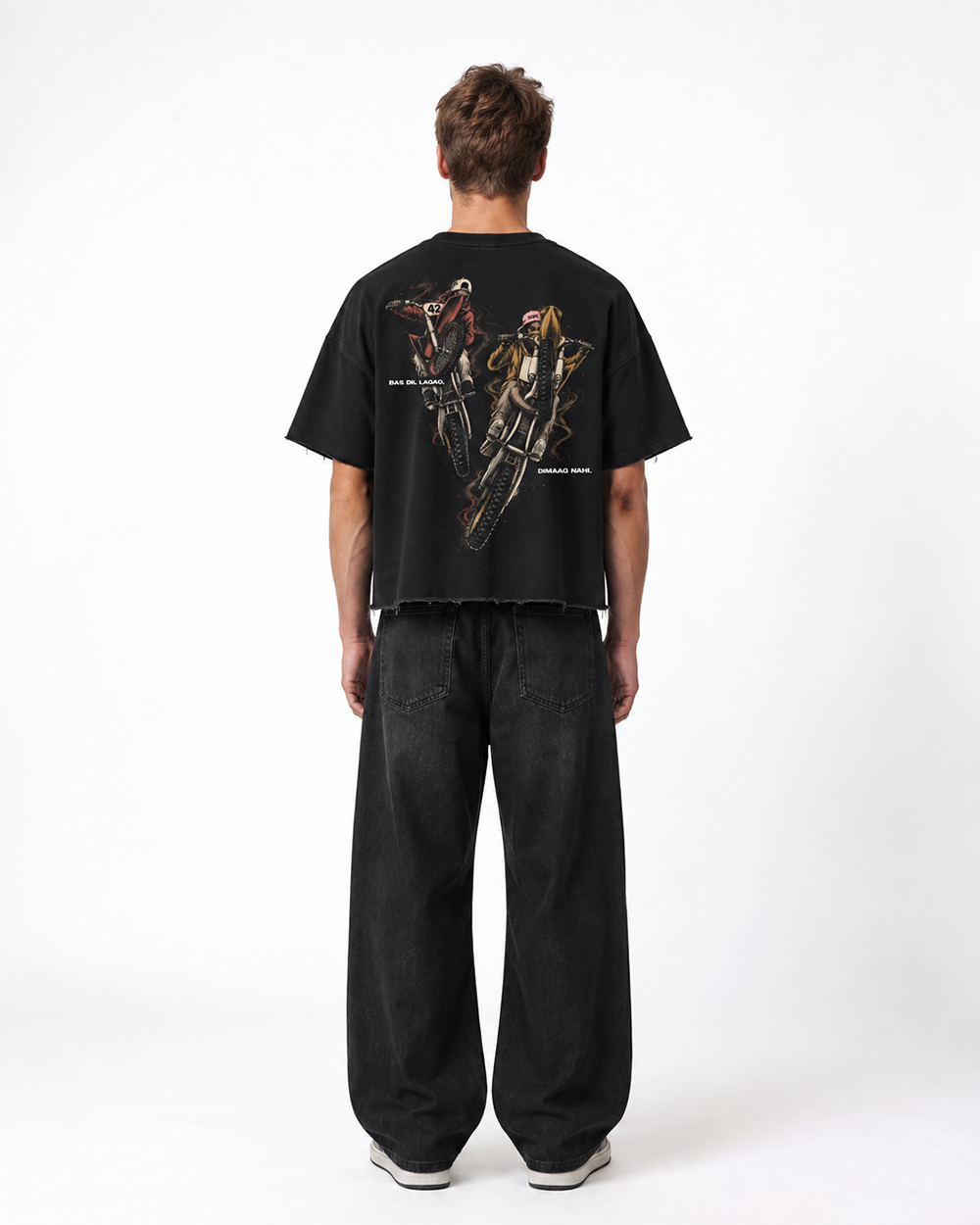 Dil Lagao Black Boxy Fit T-Shirt | 240 GSM French Terry Cotton Graphic Tee
