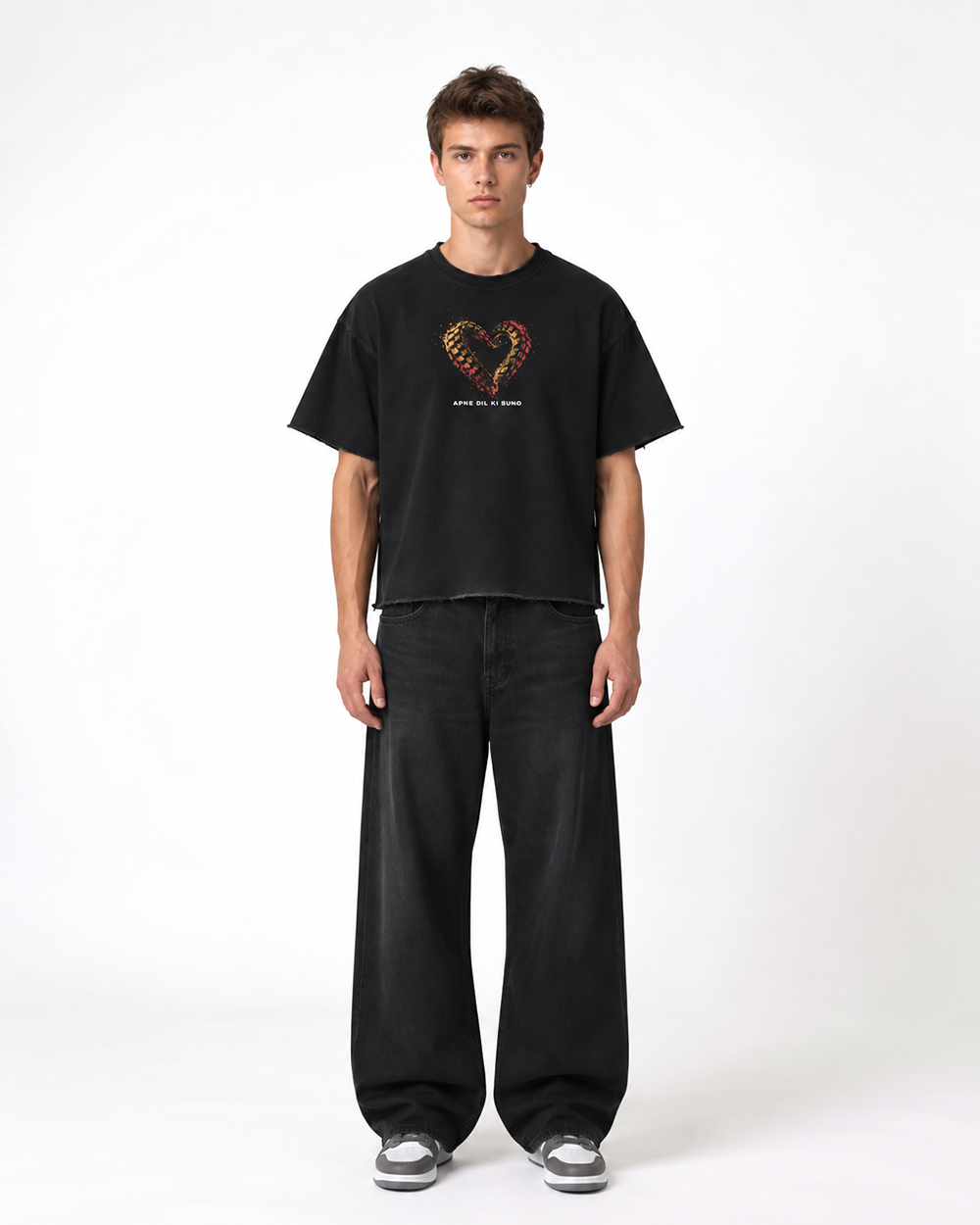 Dil Lagao Boxy Fit T-Shirt | 240 GSM French Terry Cotton Black Graphic Tee