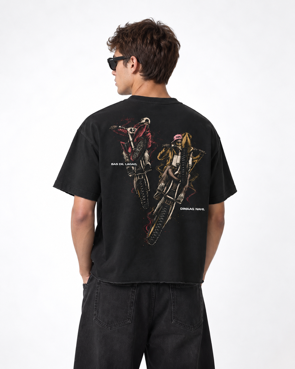 Dil Lagao Boxy Fit T-Shirt | 240 GSM French Terry Cotton Black Graphic Tee