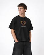 Dil Lagao Boxy Fit T-Shirt | 240 GSM French Terry Cotton Black Graphic Tee