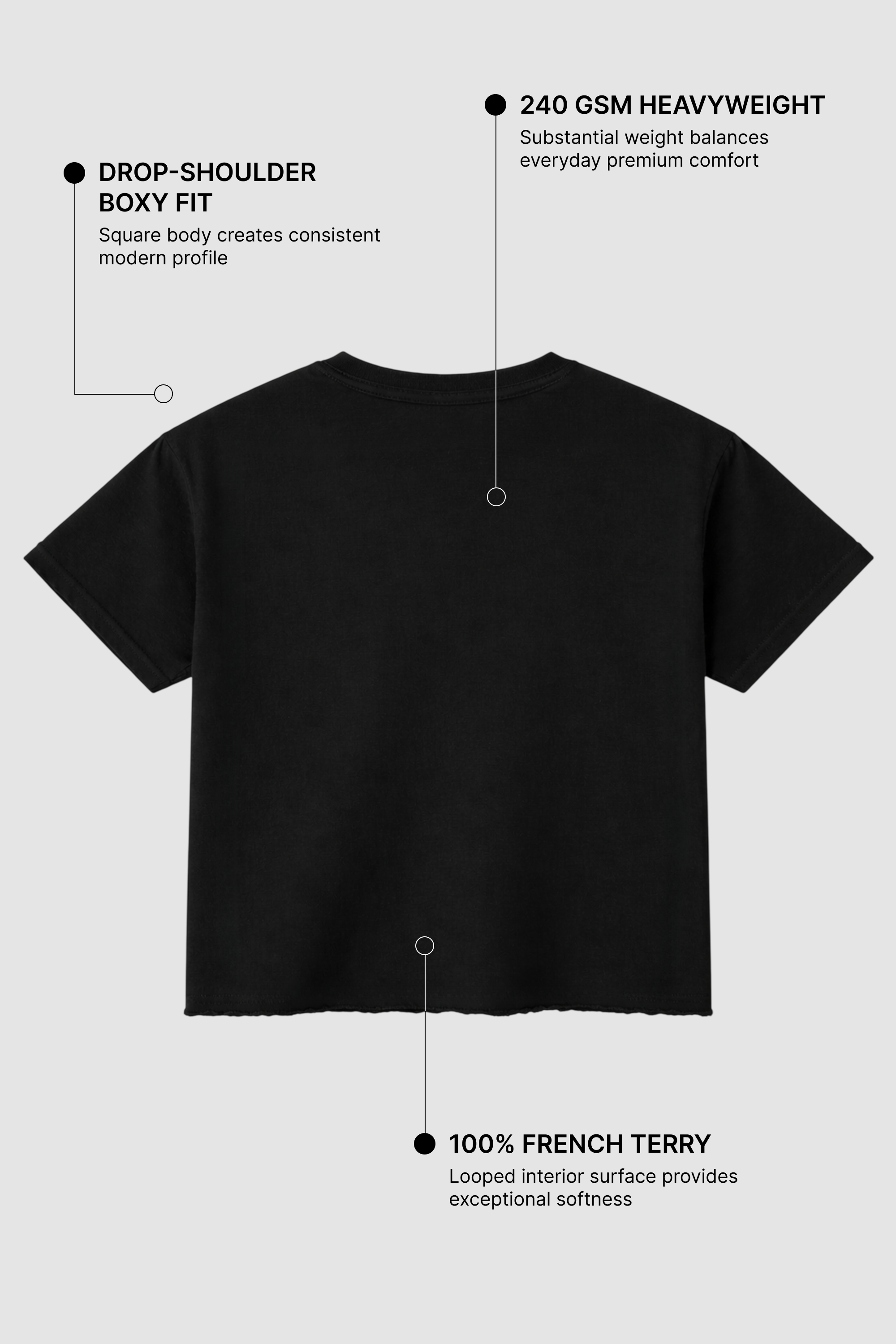 Black French Terry Boxy Fit T-Shirt