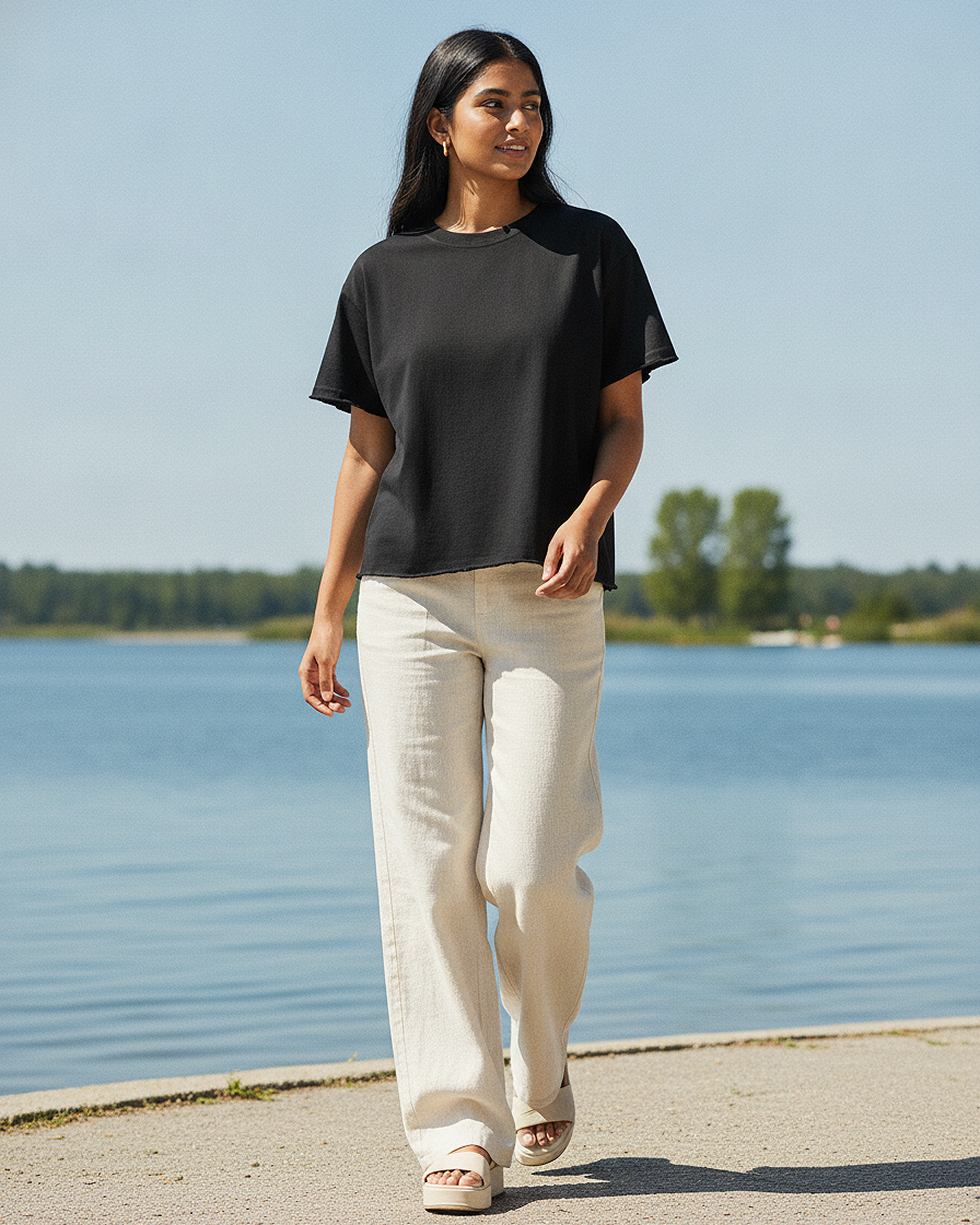Black French Terry Boxy Fit T-Shirt | 240 GSM French Terry Boxy Tee