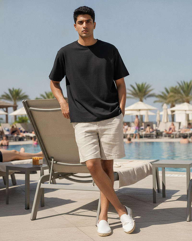 Black French Terry Boxy Fit T-Shirt | 240 GSM French Terry Boxy Tee