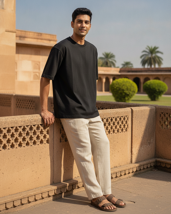 Black French Terry Oversized T-Shirt | 240 GSM Pure Cotton Tee