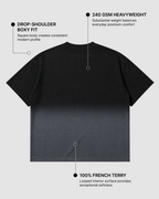 Black Ombre Wash Boxy Fit T-Shirt | 240 GSM French Terry Boxy Tee