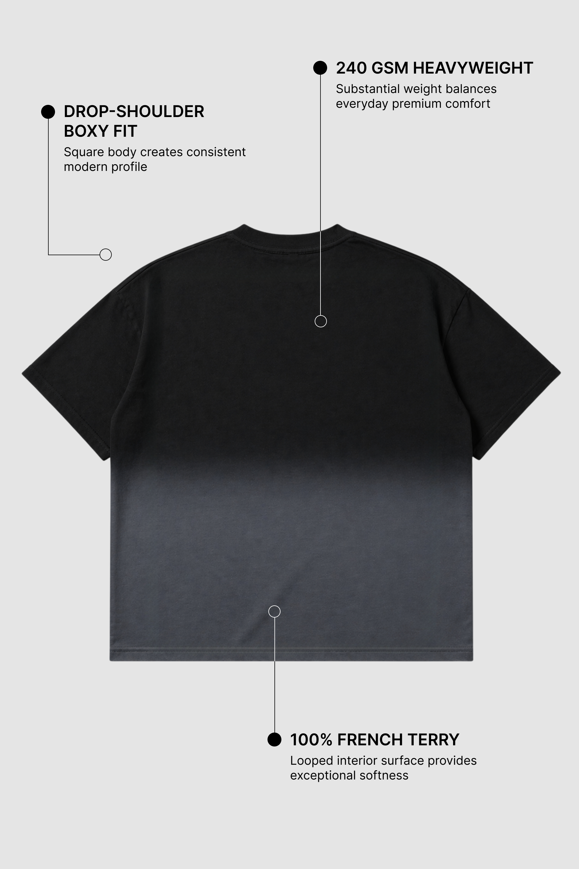 Black Ombre Wash Boxy Fit T-Shirt