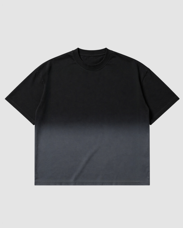 Black Ombre Wash Boxy Fit T-Shirt | 240 GSM French Terry Boxy Tee