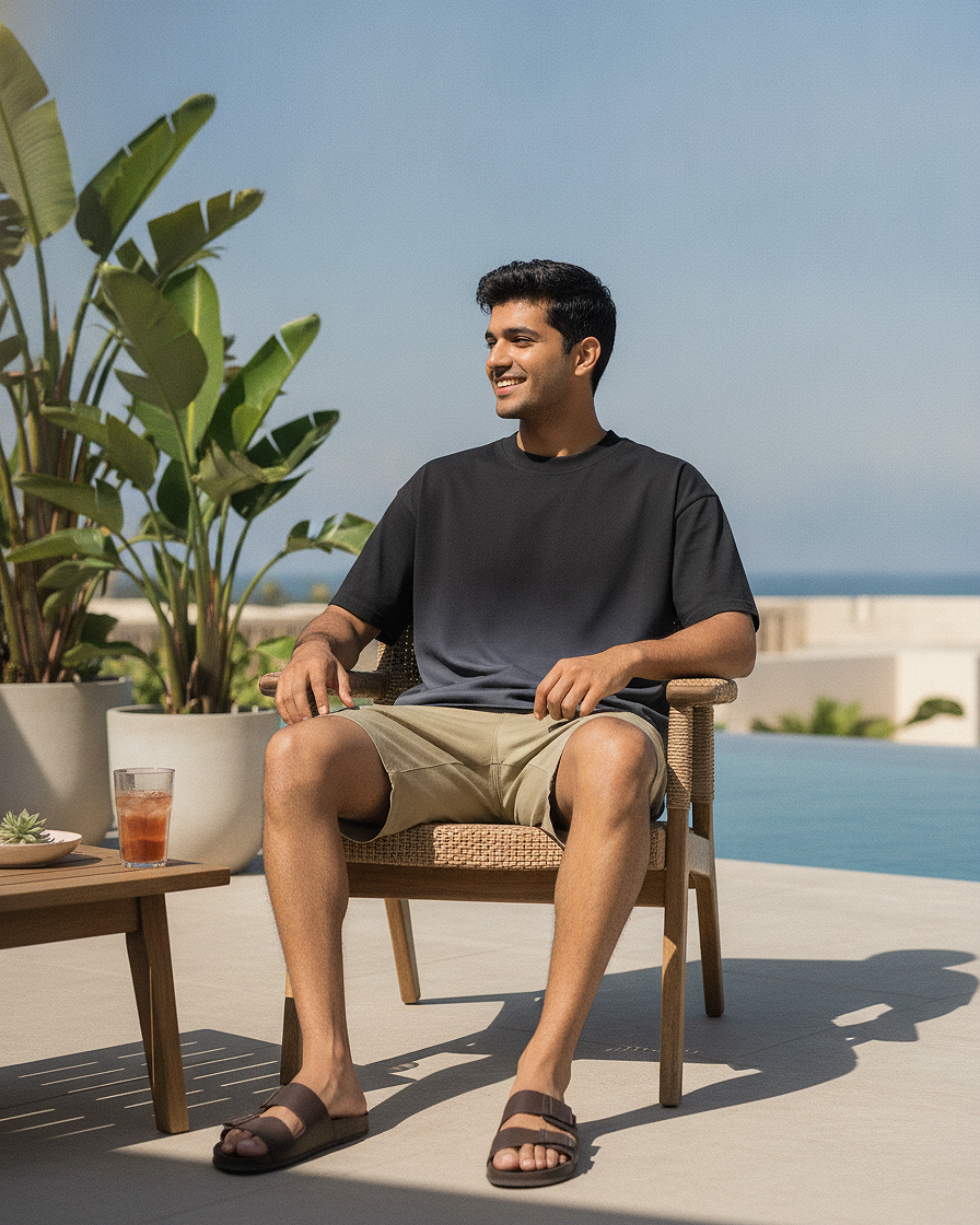 Black Ombre Wash Boxy Fit T-Shirt | 240 GSM French Terry Boxy Tee