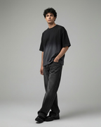 Black Ombre Wash Boxy Fit T-Shirt | 240 GSM French Terry Boxy Tee