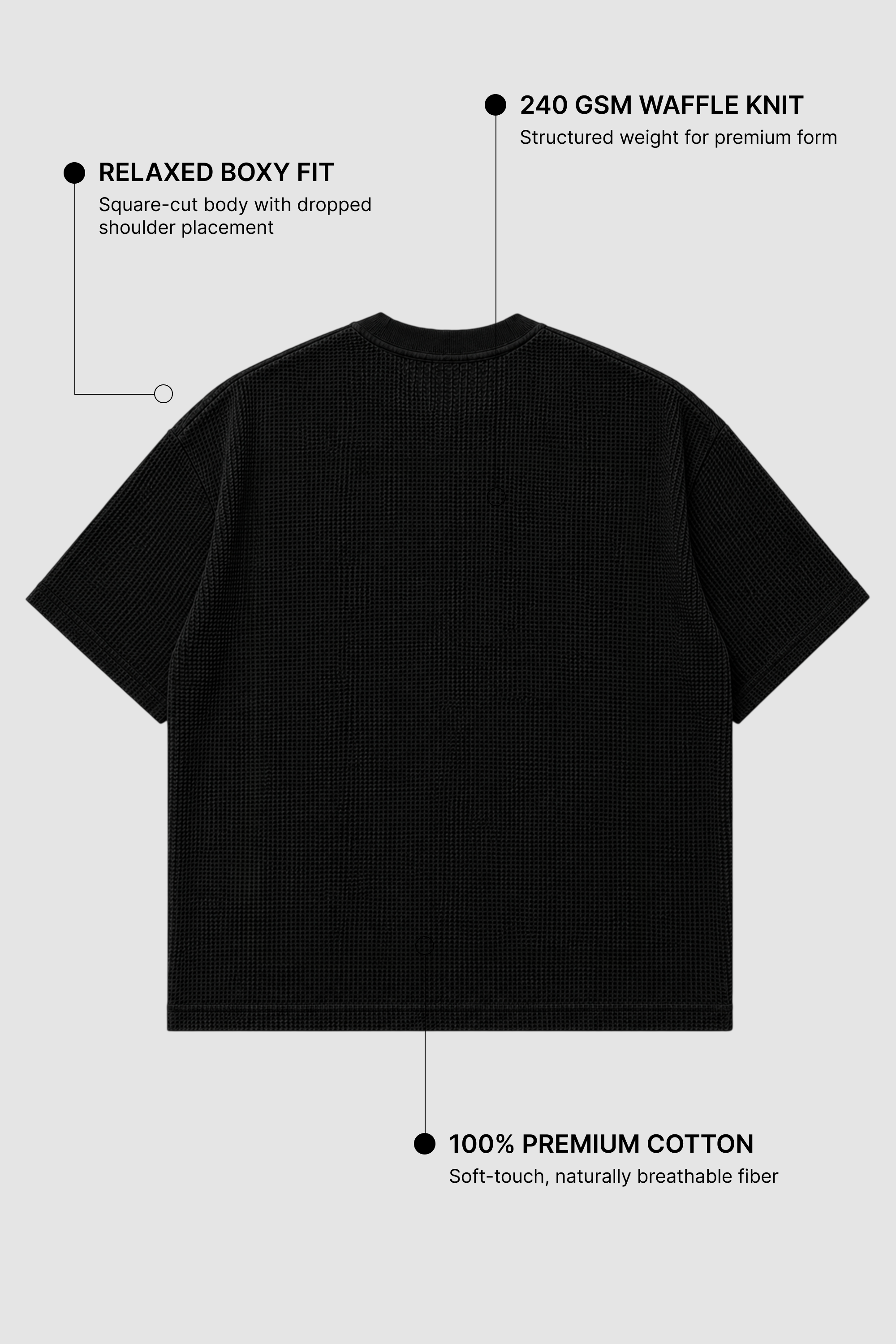 Black Waffle Boxy Fit T-Shirt