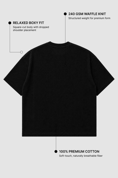 Black Waffle Boxy Fit T-Shirt