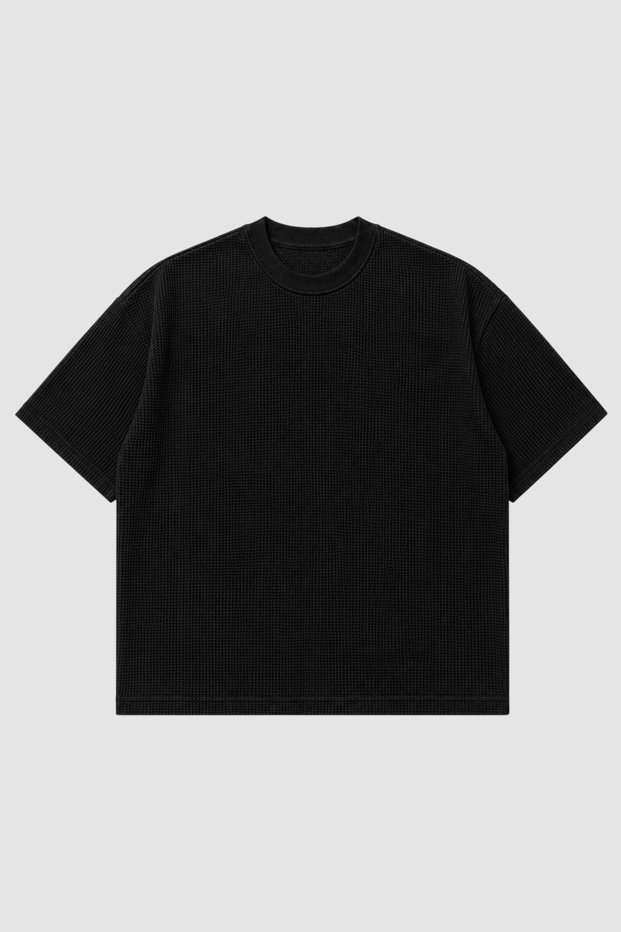 Black Waffle Boxy Fit T-Shirt