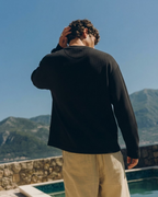Black Waffle Knit Oversized Full-Sleeve T-Shirt | 240 GSM Cotton Waffle Knit Tee