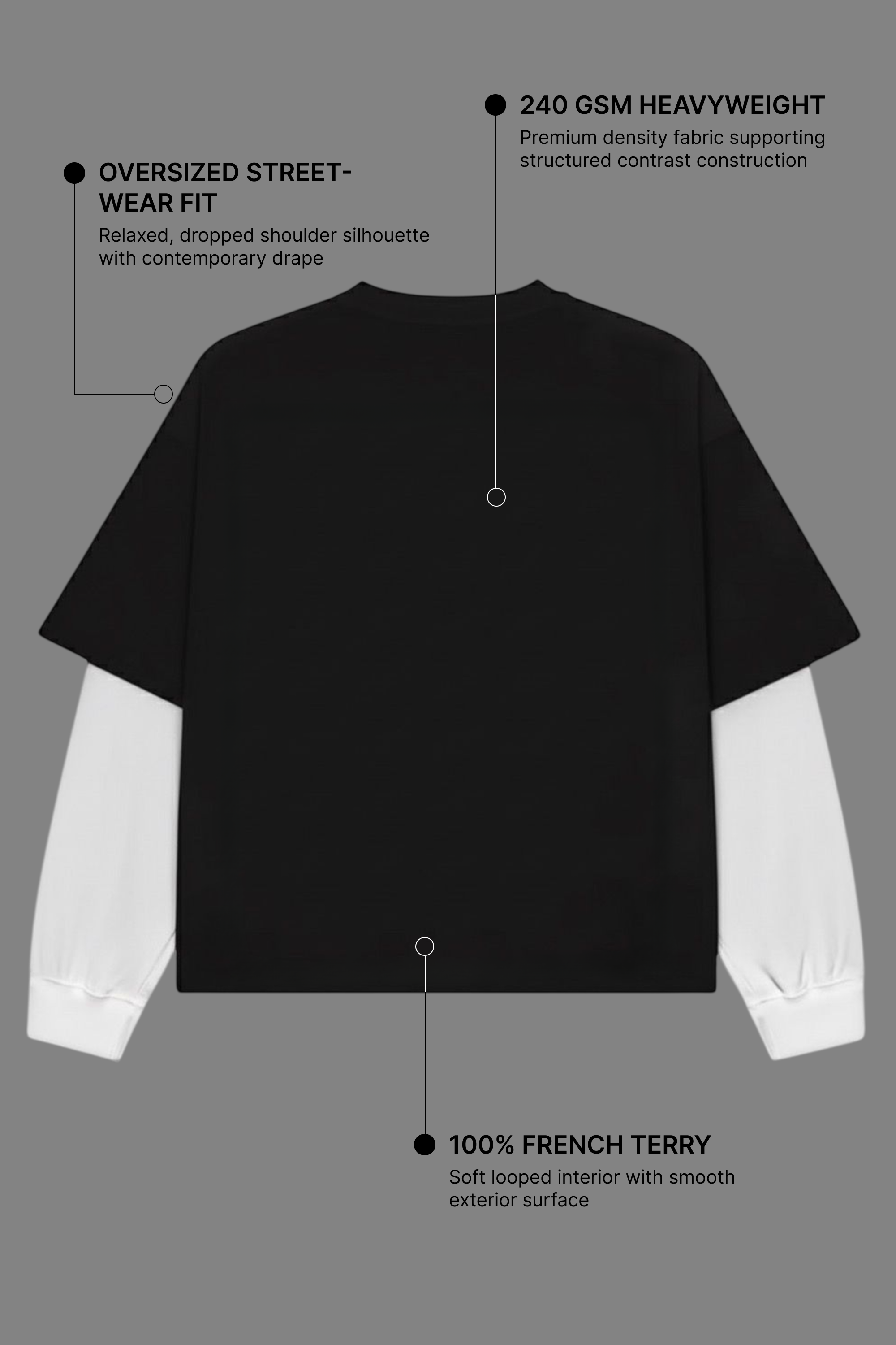Black With White Sleeve Oversized T-Shirt