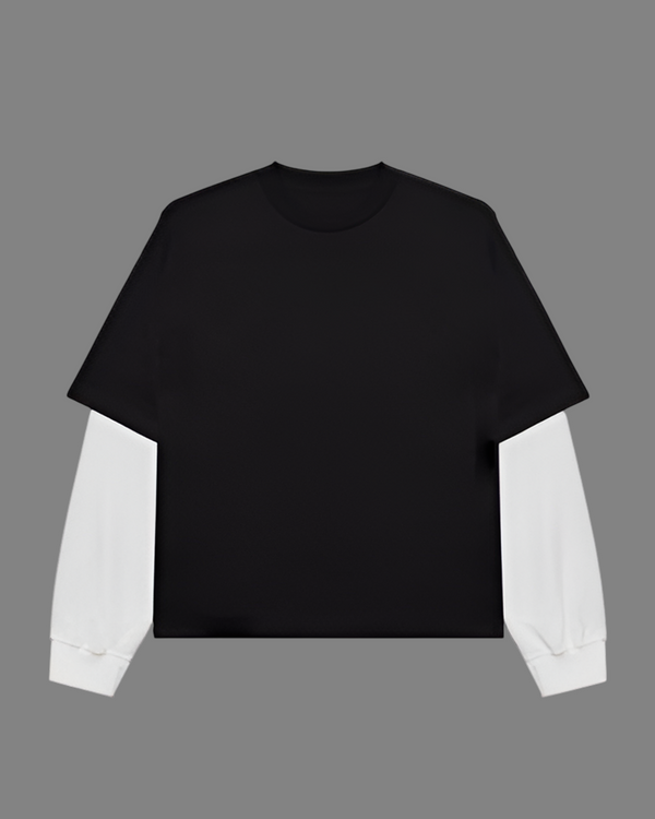 Black With White Sleeve Oversized T-Shirt | 240 GSM French Terry Cotton Oversized Tee