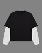 Black With White Sleeve Oversized T-Shirt | 240 GSM French Terry Cotton Oversized Tee