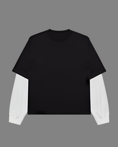 Black With White Sleeve Oversized T-Shirt | 240 GSM French Terry Cotton Oversized Tee