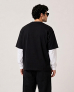 Black With White Sleeve Oversized T-Shirt | 240 GSM French Terry Cotton Oversized Tee
