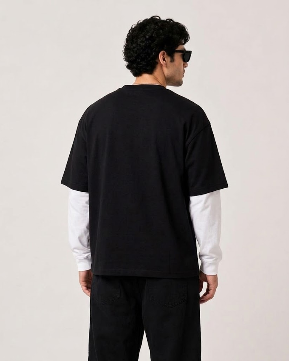 Black With White Sleeve Oversized T-Shirt | 240 GSM French Terry Cotton Oversized Tee