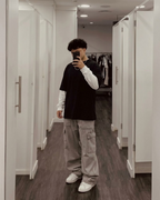 Black With White Sleeve Oversized T-Shirt | 240 GSM French Terry Cotton Oversized Tee