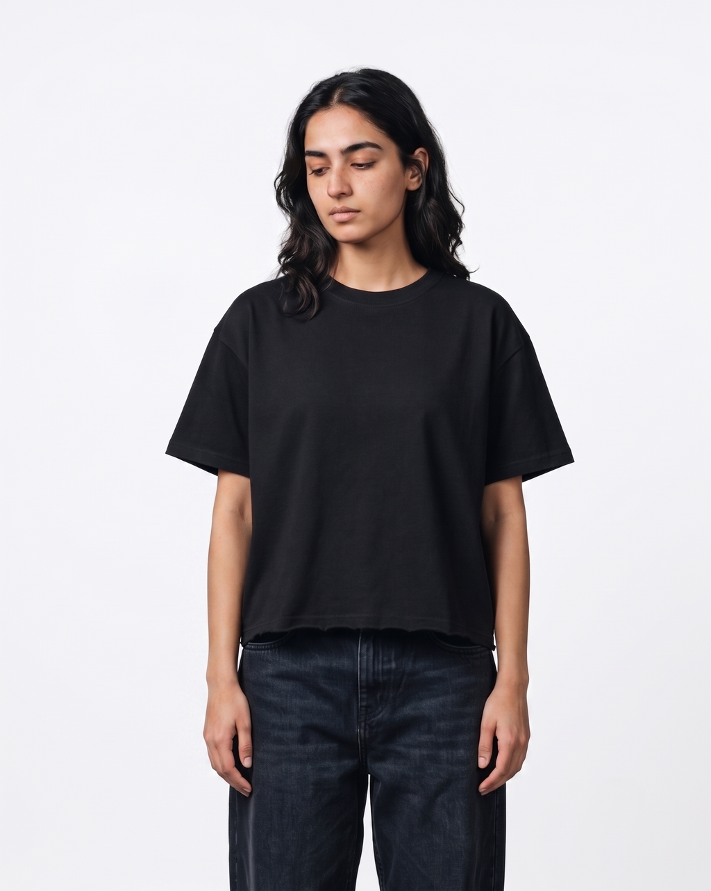 Black French Terry Boxy Fit T-Shirt | 240 GSM French Terry Boxy Tee