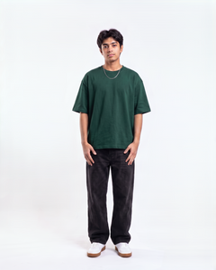 Bottle Green Oversized T-Shirt | 240 GSM French Terry Cotton Oversized Tee
