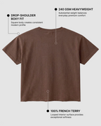 Brown French Terry Boxy Fit T-Shirt | 240 GSM French Terry Cotton Boxy Fit Tee