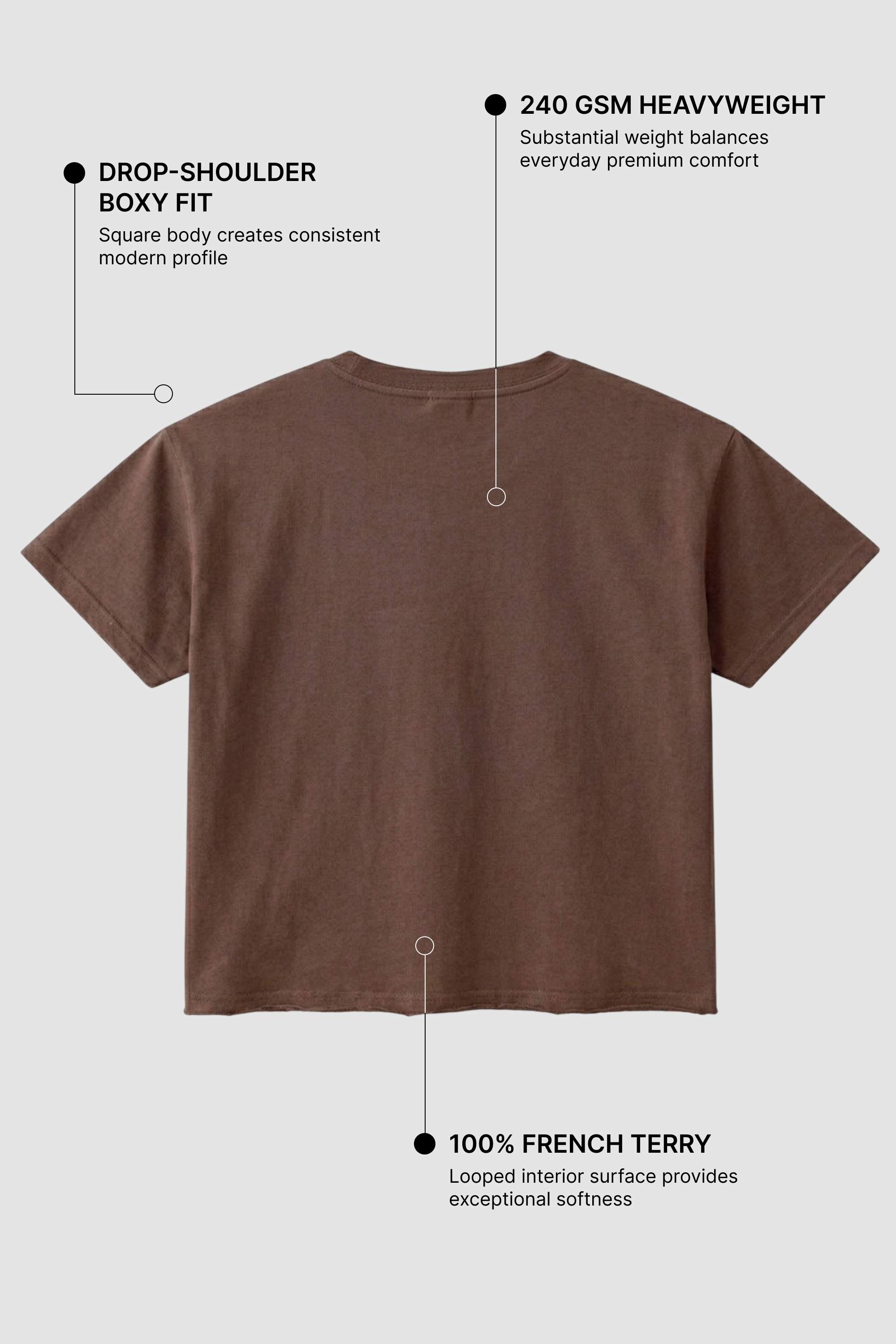 Brown French Terry Boxy Fit T-Shirt