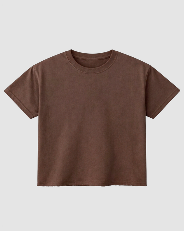 Brown French Terry Boxy Fit T-Shirt | 240 GSM French Terry Cotton Boxy Fit Tee