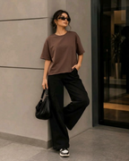Brown French Terry Boxy Fit T-Shirt | 240 GSM French Terry Cotton Boxy Fit Tee