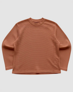Brown Waffle Knit Oversized Full-Sleeve T-Shirt | 240 GSM Cotton Waffle Knit Tee