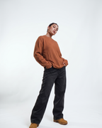 Brown Waffle Knit Oversized Full-Sleeve T-Shirt | 240 GSM Cotton Waffle Knit Tee