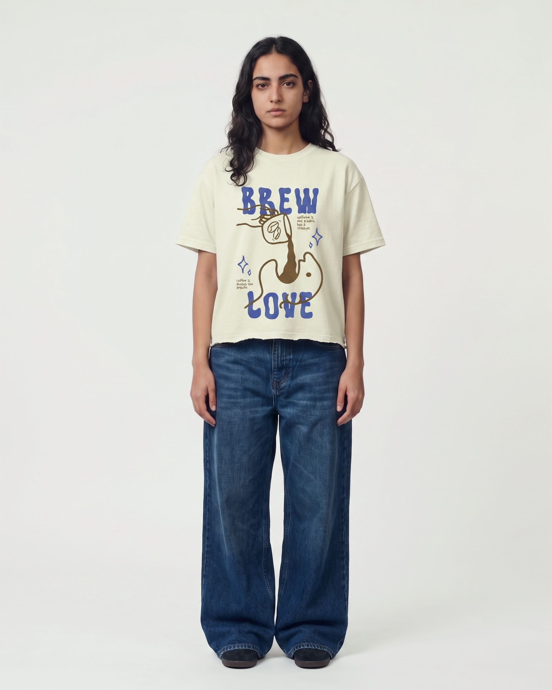 Caffeine Love Boxy Fit T-Shirt | 240 GSM French Terry Off-White Graphic Tee