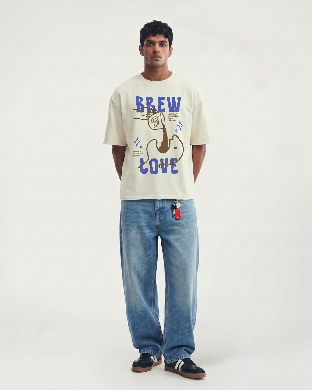 Caffeine Love Boxy Fit T-Shirt | 240 GSM French Terry Off-White Graphic Tee