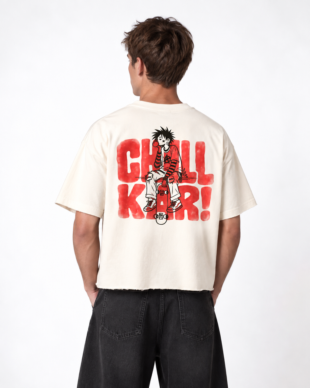 Chill Kar Boxy Fit T-Shirt | 240 GSM French Terry Off-White Graphic Tee