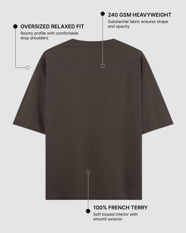 Coffee Oversized T-Shirt | 240 GSM French Terry Cotton Oversized Tee