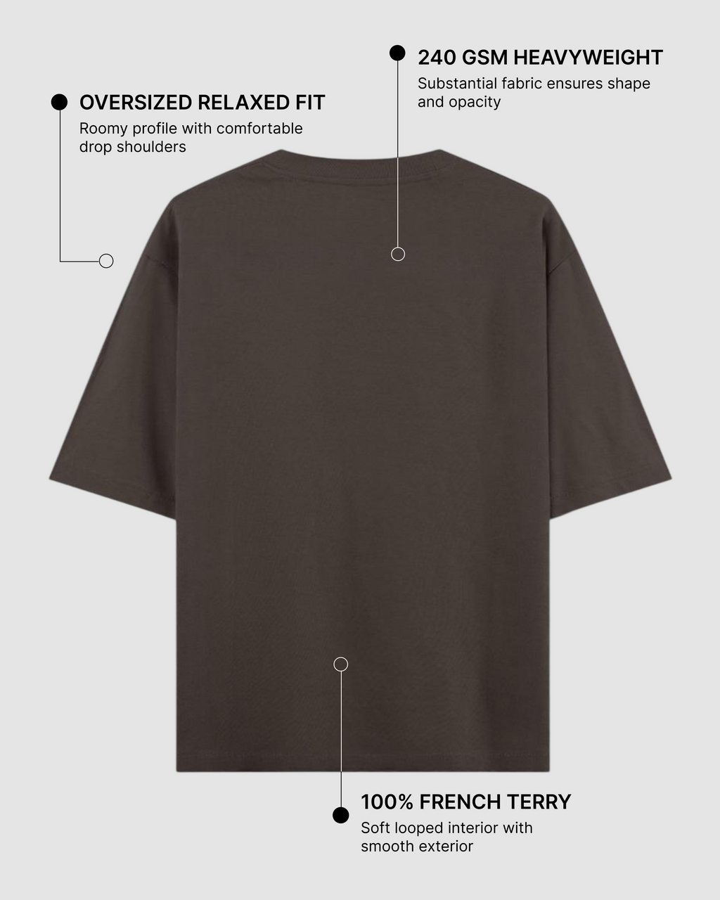 Coffee Oversized T-Shirt | 240 GSM French Terry Cotton Oversized Tee
