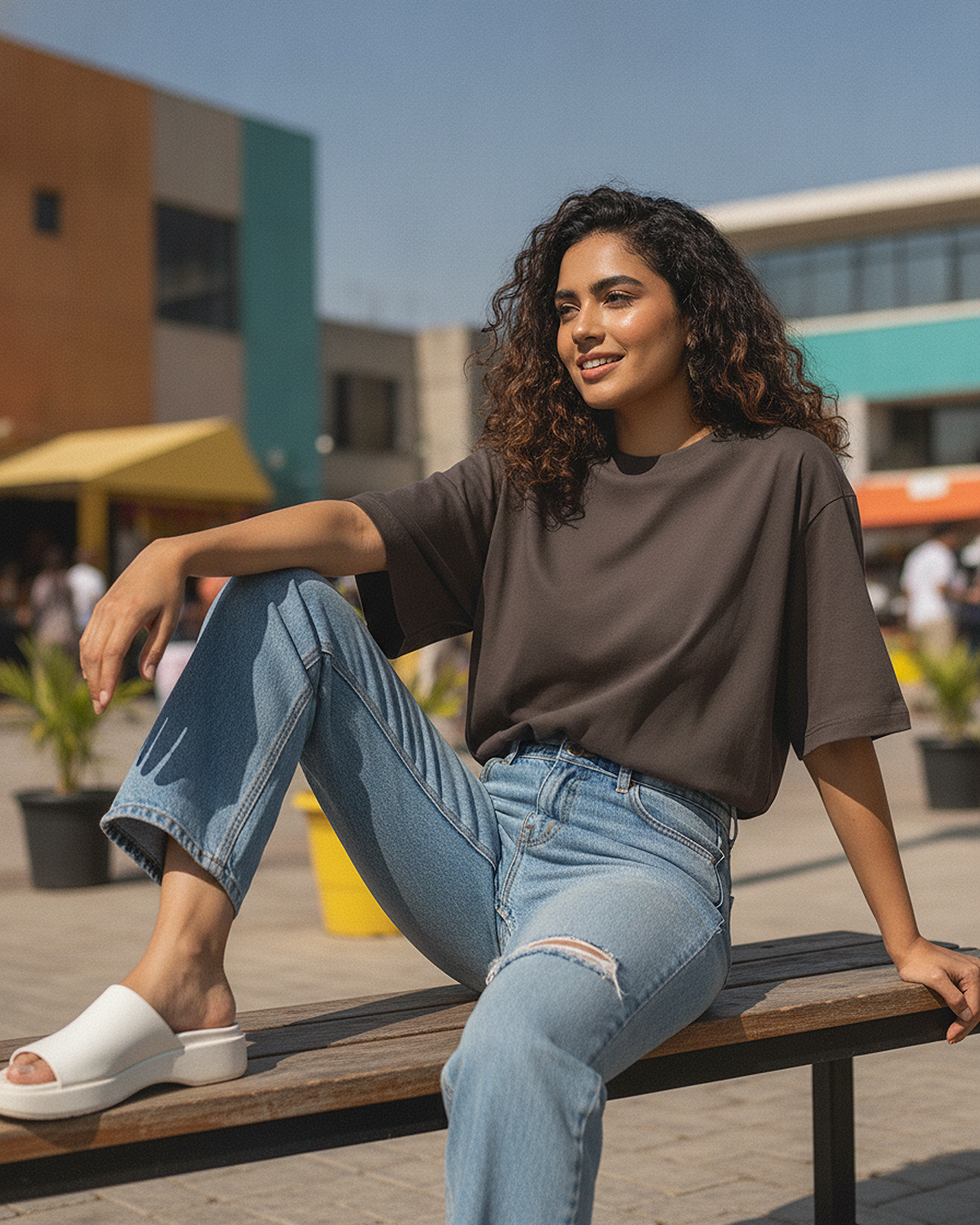 Coffee Oversized T-Shirt | 240 GSM French Terry Cotton Oversized Tee