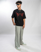 Crimson Drip Black Oversized T-Shirt | 240 GSM French Terry Cotton Graphic Tee