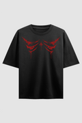 Crimson Drip Black Oversized T-Shirt | 240 GSM French Terry Cotton Graphic Tee