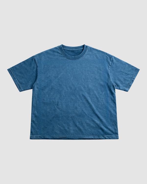 Denim Wash Boxy Fit T-Shirt | 240 GSM French Terry Cotton Boxy Fit Tee