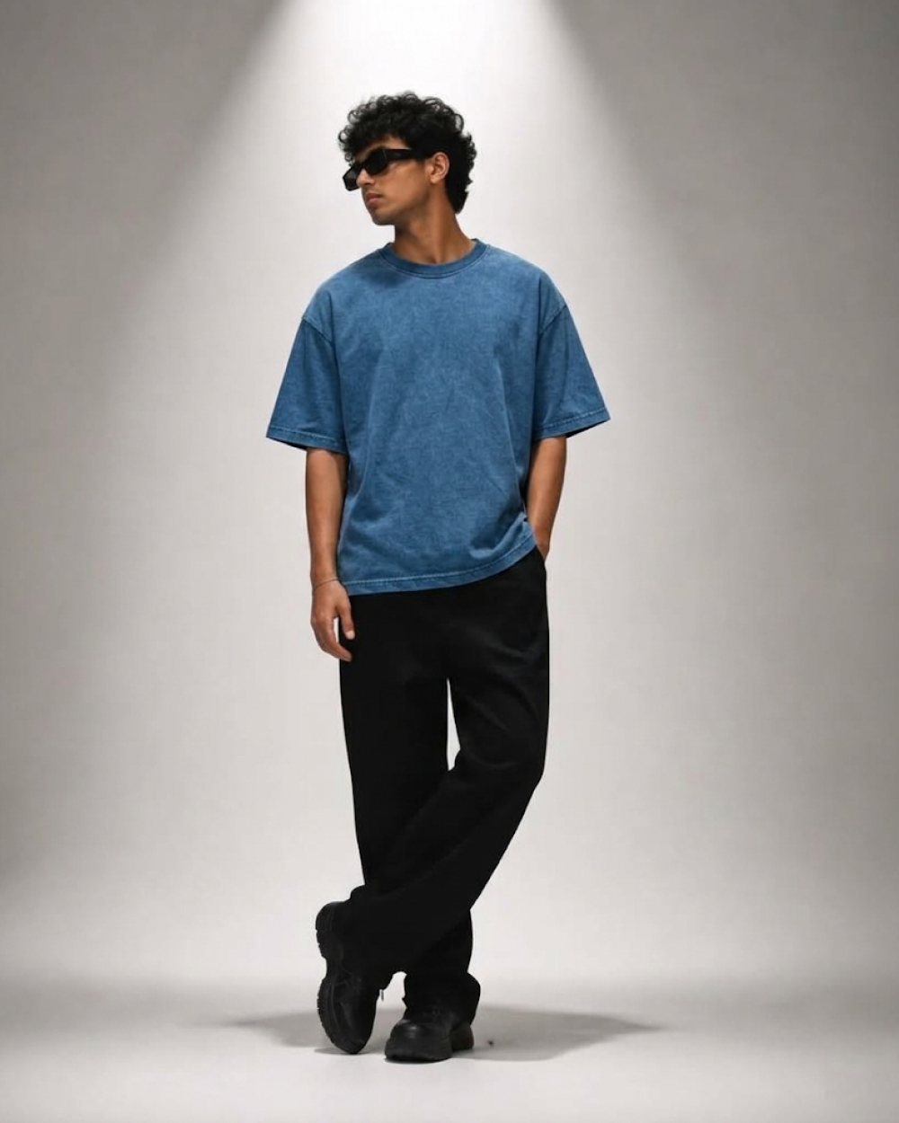 Denim Wash Boxy Fit T-Shirt | 240 GSM French Terry Cotton Boxy Fit Tee