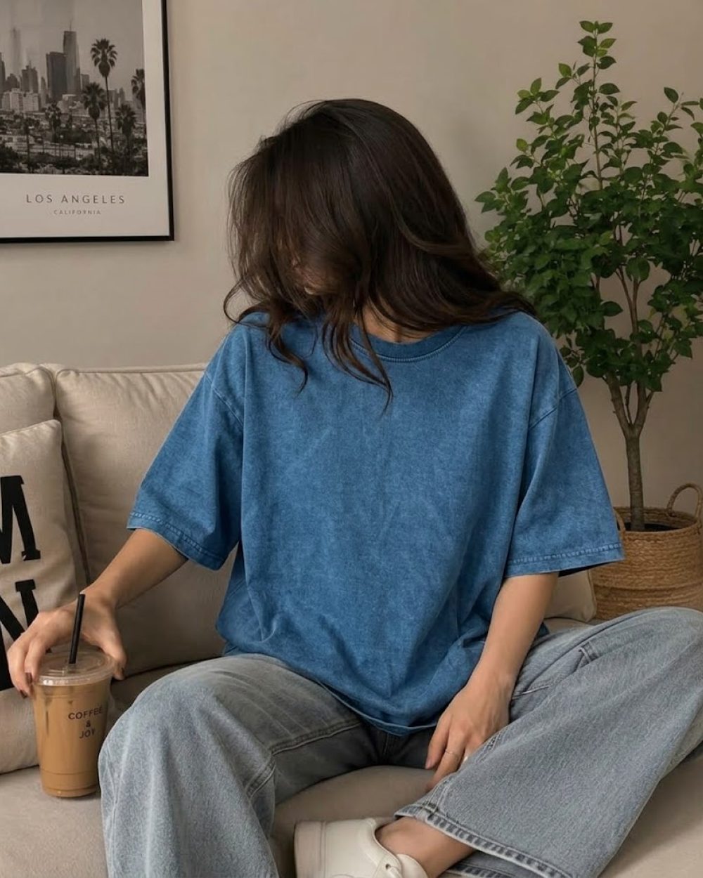 Denim Wash Boxy Fit T-Shirt | 240 GSM French Terry Cotton Boxy Fit Tee